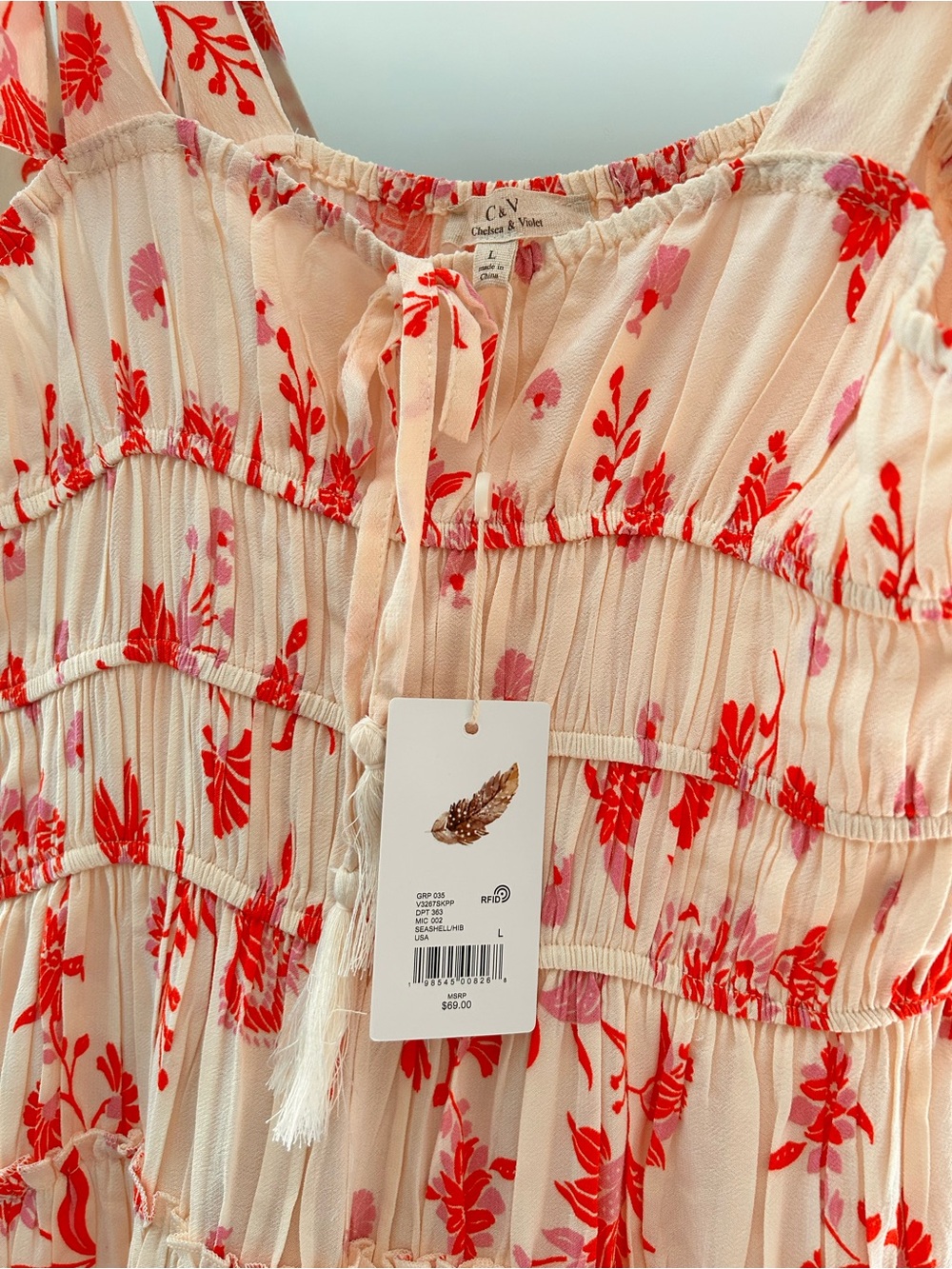 Chelsea & Violet Cream Dress with Red Floral Print - Picture 3 of 8